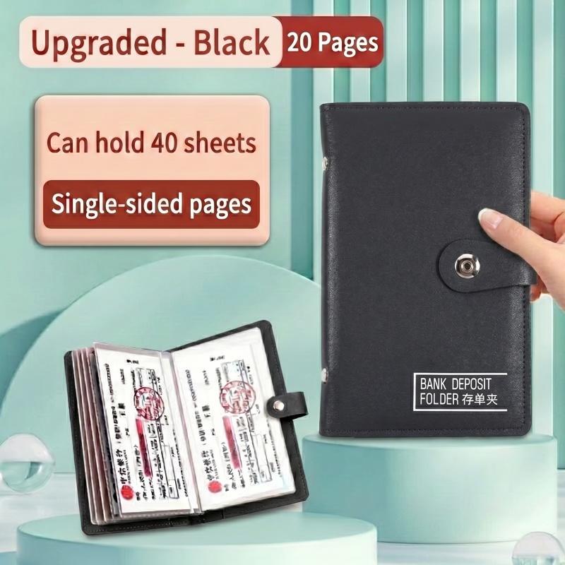 20-Page Bank Fixed Deposit Certificate Holder Portable Single-Sided Page Bill Document Organizer Collection Album