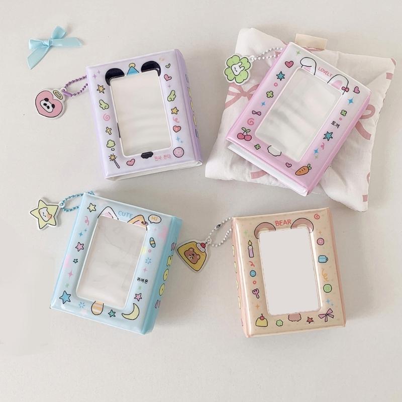 Cute Animal Theme Kpop Photocard Organizers 40 Pocket PVC Binder Book Mini Travel Photo Album with Charm for Fan Gift