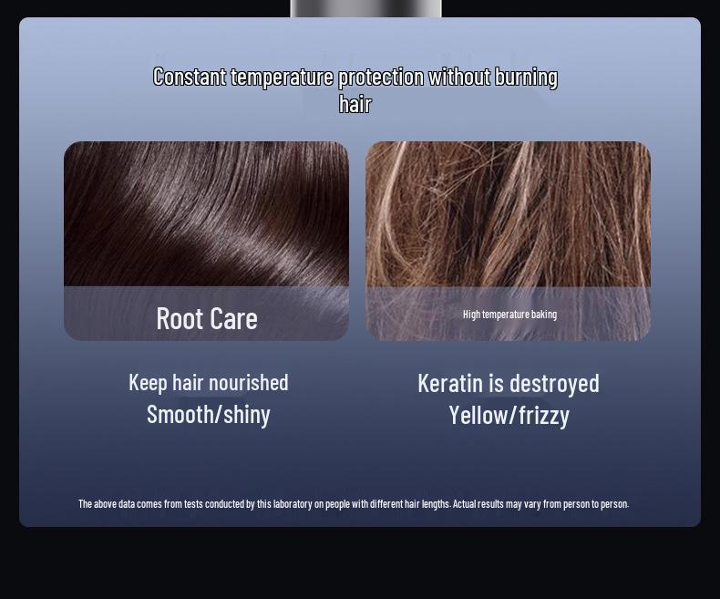 High-Power Hair Dryer with Temperature Display, 6 Levels, Hot & Cold Wind, Negative Ion Technology.