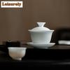115ml Iced Jade Porcelain Gaiwan Ancient Dehua White Three Talent Tea Tureen Tea Brewing Cover Bowl Tea Services Decoration
