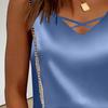 Dames satijnen tanktop zijdezacht basic camisole blouses casual V-hals cami mouwloos lounge tops zomer business werkhemden