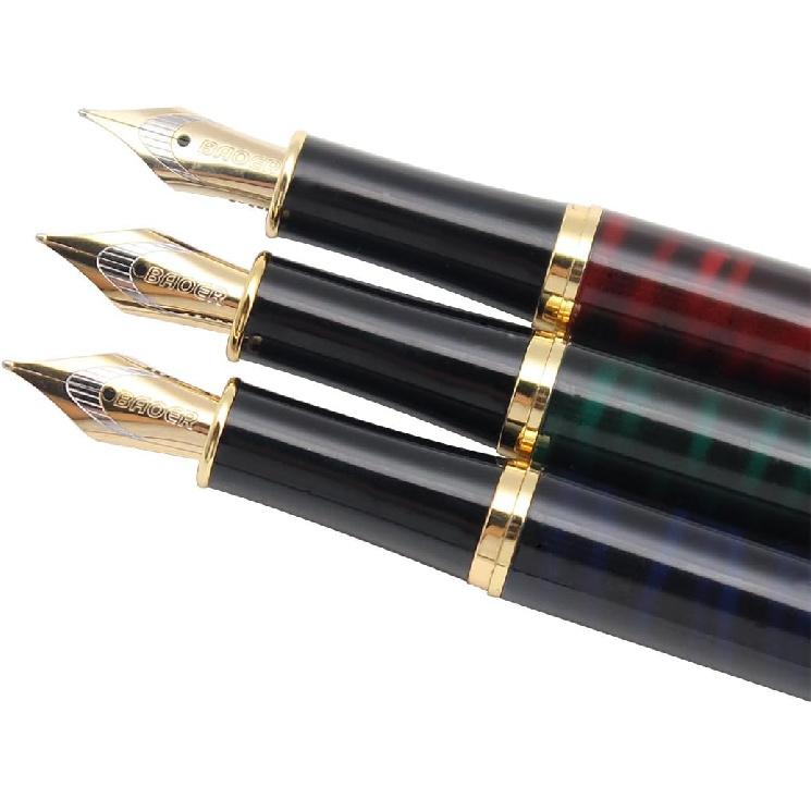 Gullor 5 PCS Classic Metal Fountain Pen B388, Gift Pens with Converters, 5 Colors