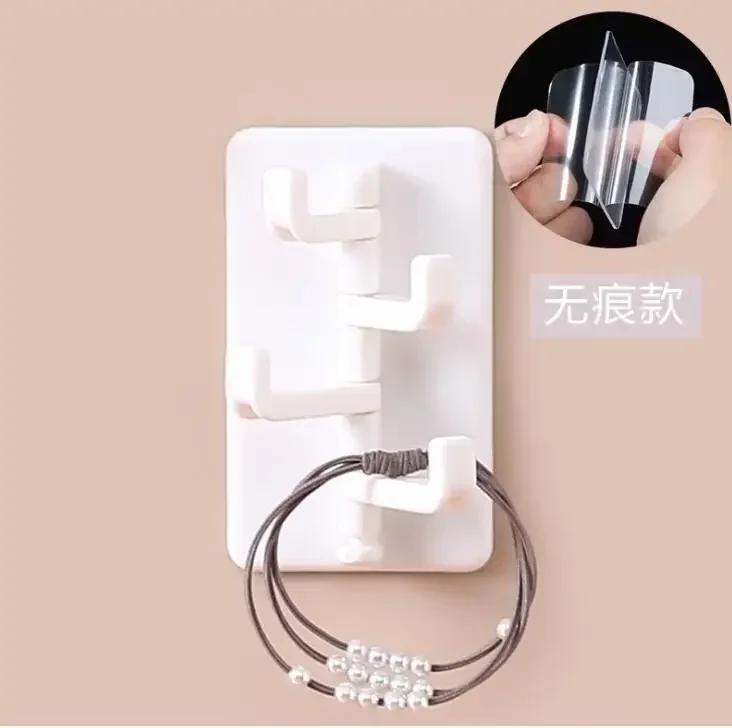 Adhesive Hook Rotatable Seamless Strong Bearing Stick Hooks Bathroom Wall Hanger Bathroom Kitchen Organizer Supplies