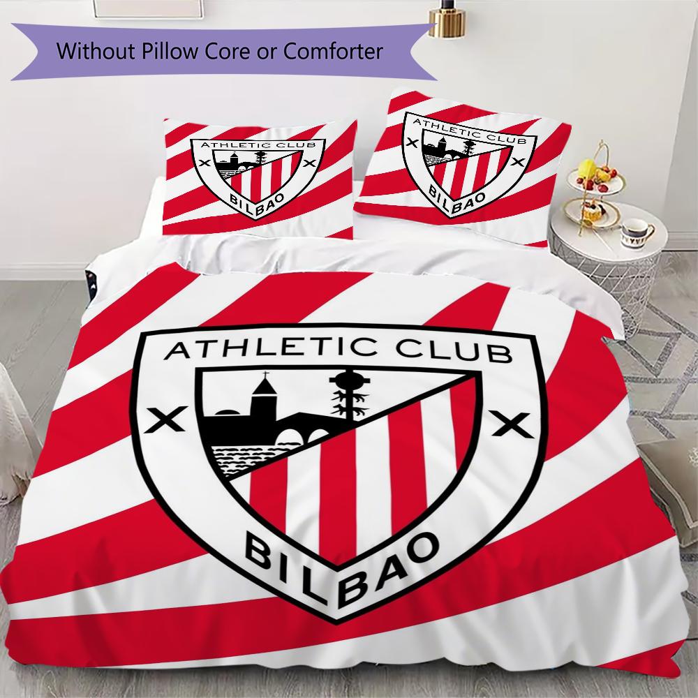 Athletic Club de Bilbao Ensemble de couette à motif Housse de couette Taie d'oreiller Décoration de maison Cadeau d'anniversaire (1 * housse de couette + 2 * taie d'oreiller sans garnissage)