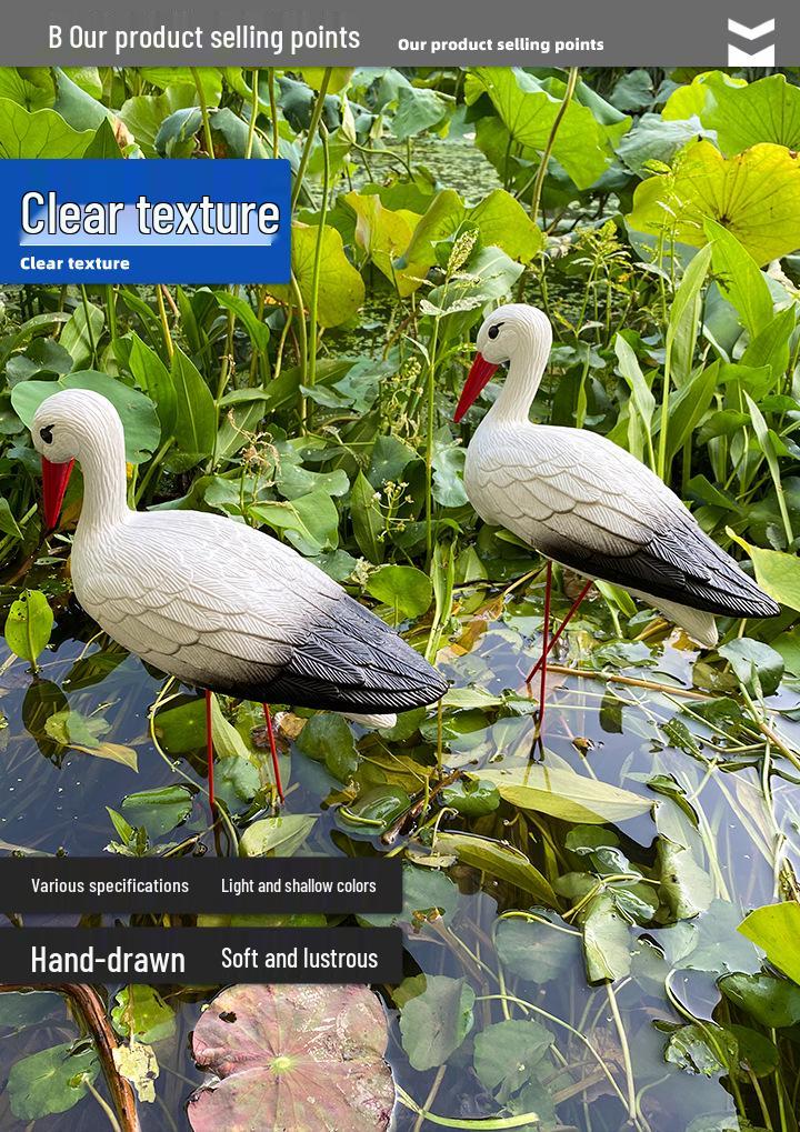 Outdoor Creative White Crane Flamingo Rockery Ornament: PE Material Micro Landscape Decoration