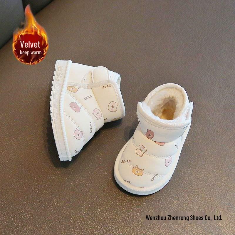 Girls' Winter Soft-Soled Cotton-Padded Boots for Toddlers, Fleece-Lined Baby Snow Boots, Ages 0-3 Years