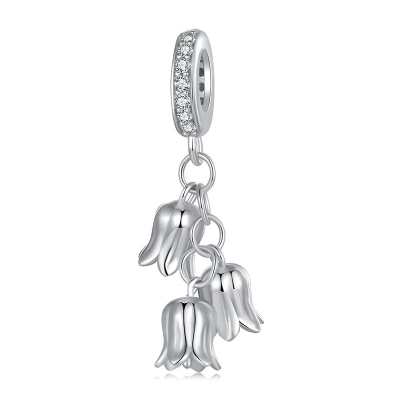 

BAMOER Solid 925 Silver Lily of the Valley Pendant Bead fit Original Bracelet & Necklaces Jewelry DIY bamoer Charm