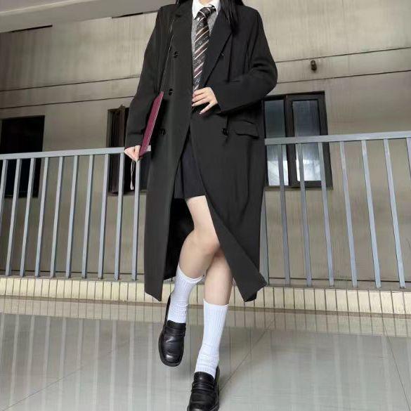 

Женский шикарный длинный тренч - Британский стиль, высокий класс, весна 2025 2XL (approx. 135 lbs) чёрный