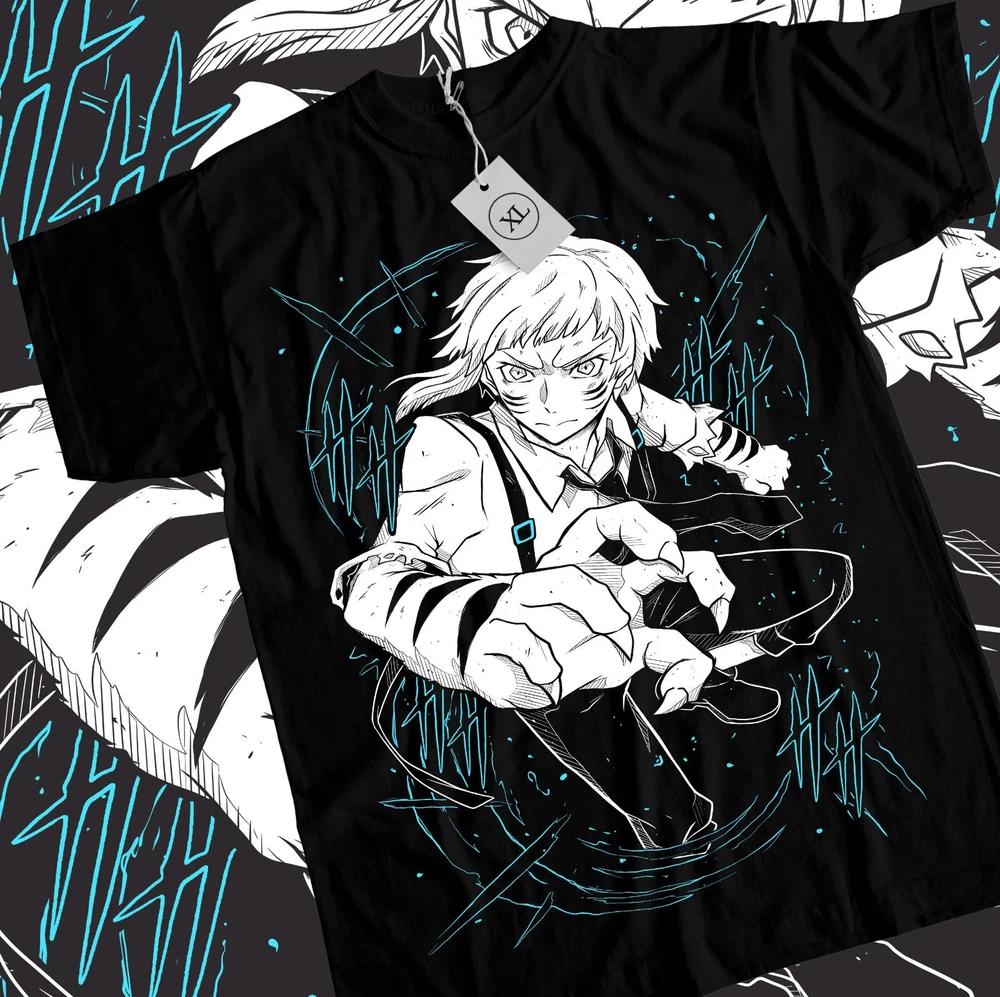 Anime Bungou Stray Dogs Nakajima Atsushi Graphic Black TShirt Size S4XL S