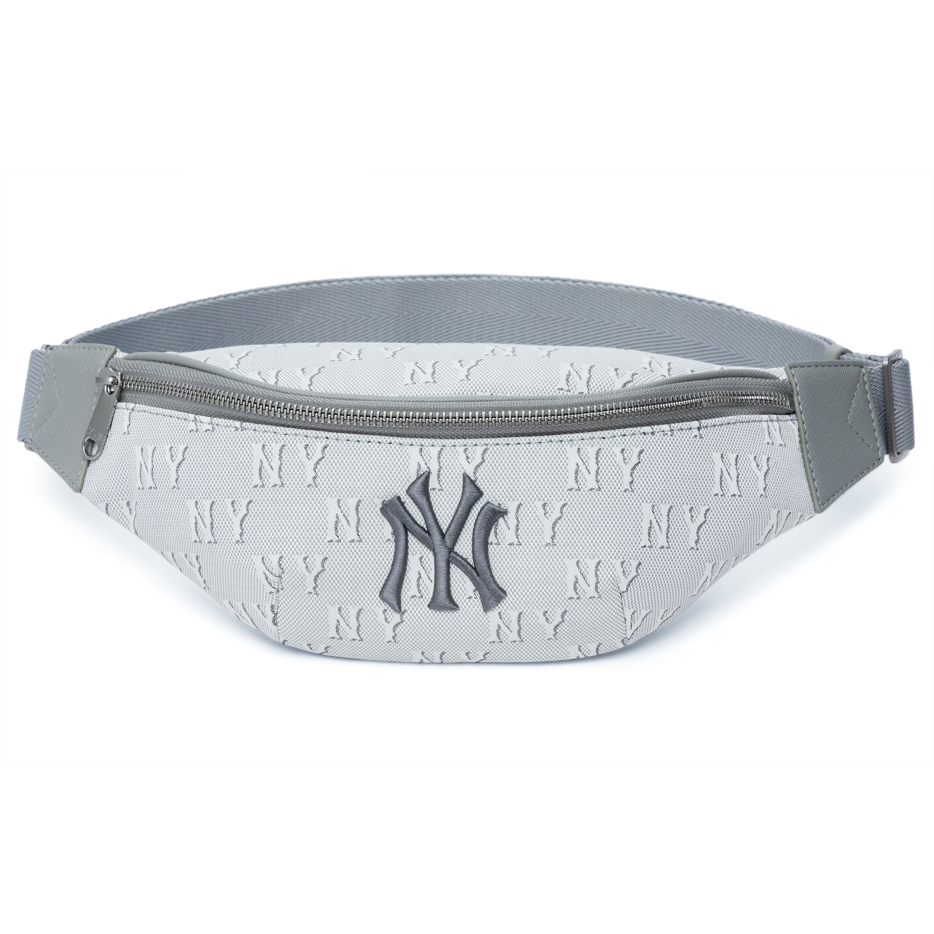 

MLB Monogram Series Vintage Floral Print NY Yankees Large Logo Polyester Shoulder Crossbody Waist Bag Unisex Bags Gray 3AHSM014N-50CGL Gray