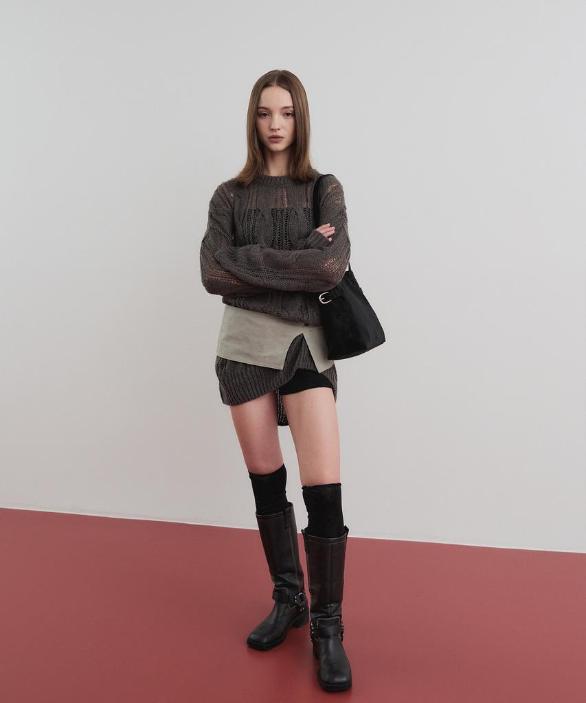 Christine Project Double Belt Shoulder Medium(Black Truffle)