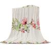 Blue Flower Watercolor Painting Throw Blanket Portable Soft Sofa Blanket Warm Flannel Blanket for Beds Sofa Couch King Full Size
