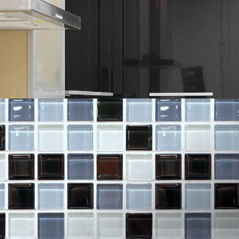 Elegant 3d Mosaic Self-adhesive Oil-proof Wall Sticker Set For Home Kitchen Decor