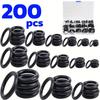 200pcs 15 Sizes O Rings Rubber O Ring Seal NBR Black Sealing O-rings Nitrile Washer Rubber O-ring Set Assortment Kit Set Box-.-