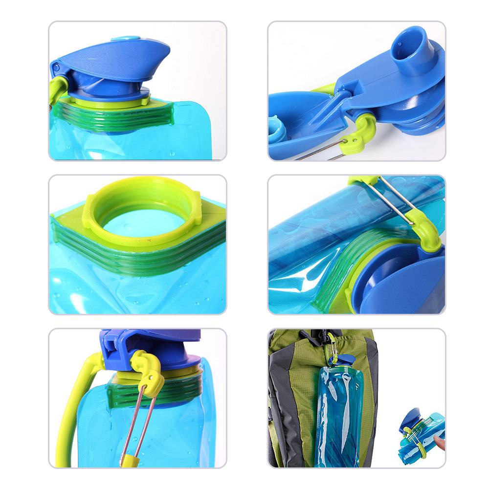 700ml Foldable Water Bottle Sports Water Bag Portable PE Soft Flask Squeeze Outdoor Hiking Camping Cycling Drinking Water Bag