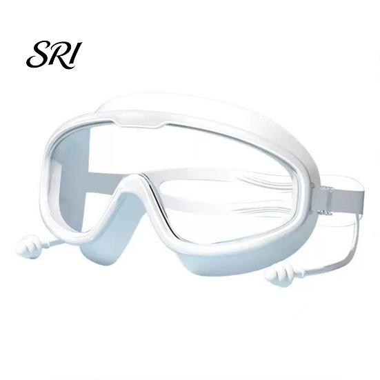 Silicone Frame Goggles Children Swim with Earplugs Waterproof No Leakage Anti-Fog UV Pressure-free Protection Boys Girls Wide View Diving Snorkeling