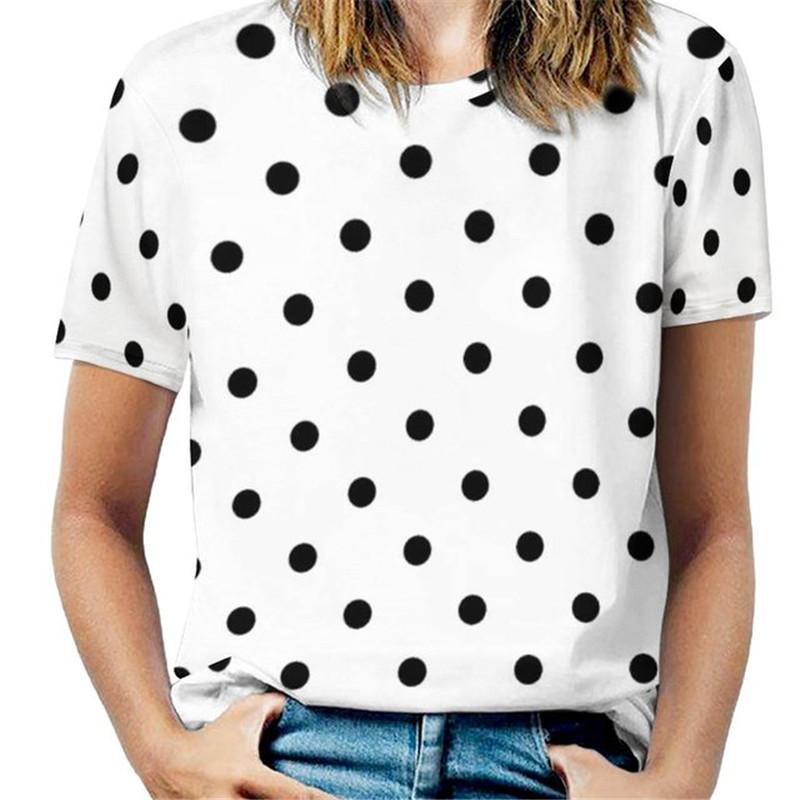 Colorful Polka Dot 3D Print T-Shirts Women's Fashion Casual O-Neck Short Sleeve T Shirt Y2k Tops Harajuku Tees Female Clothing