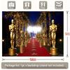 Ein Partybanner mit einer goldenen Oscar-Trophäe, geeignet als Hintergrunddekoration und Fotorequisite. Aus Polyester