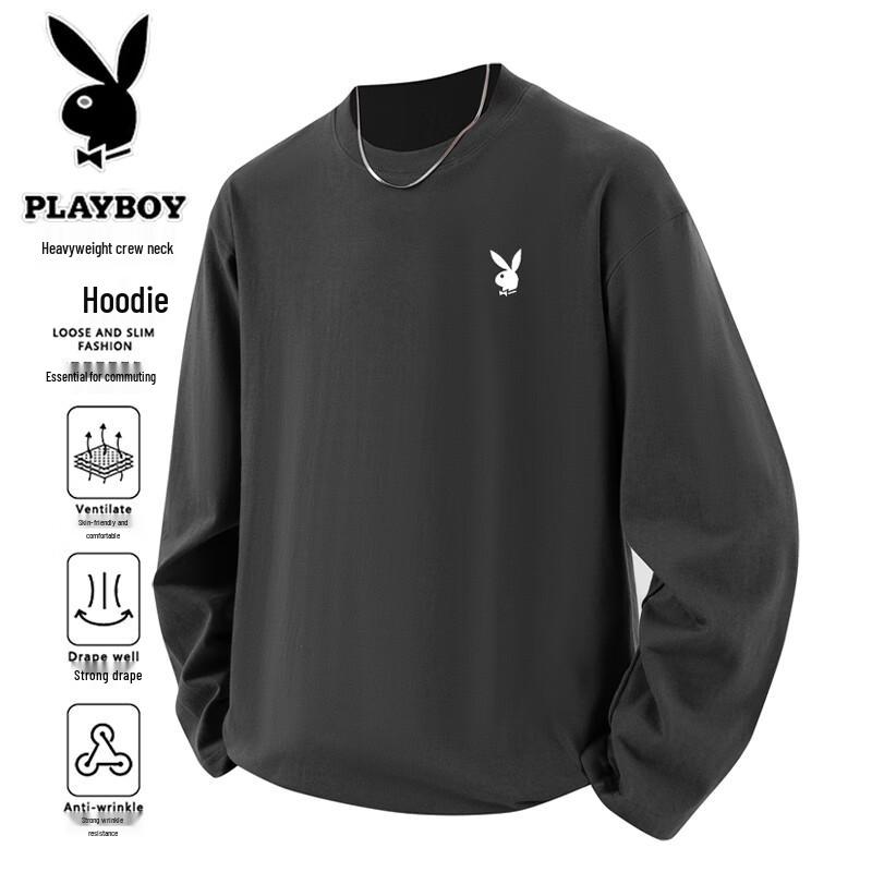 

PLAYBOY Мужская футболка с круглым вырезом, свободного кроя, с длинным рукавом 2XL