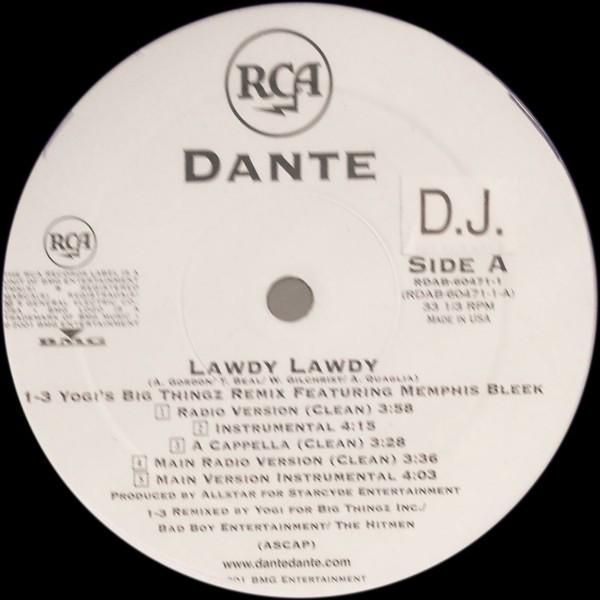 

12inch Record DANTE - Lawdy, Lawdy RDAB604711 RCA 2001 US Rap & Hip-Hop/R&B Used