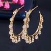 Ircons Fringed Cubic Zirconia Charms Circle Round Dangle Water Drop Earring for Women Designer Trendy Tassel Jewelry CZ828