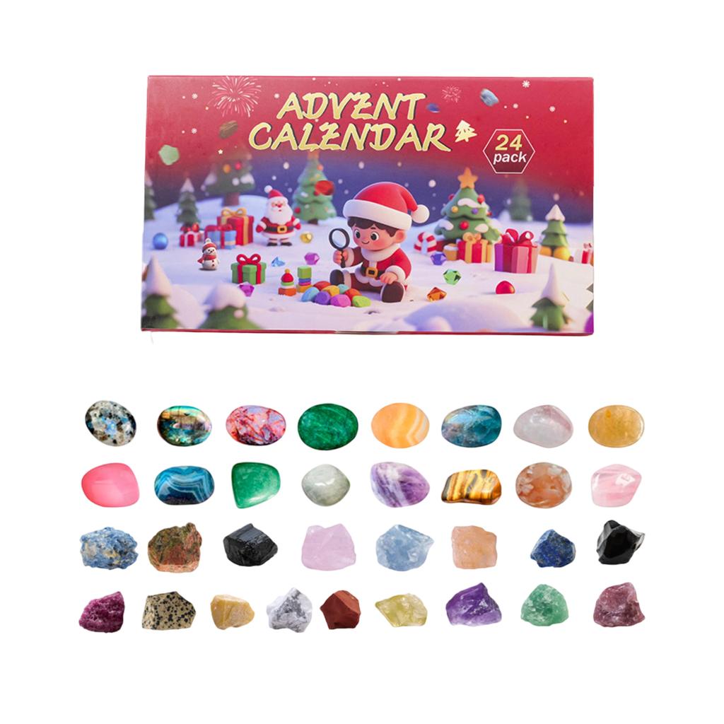 3D Stereoscopic Airplane Box 24PC Crystal Stone Box 24-grid Natural Crystal Stone Label Christmas Advent Calendar Hole Music Blind