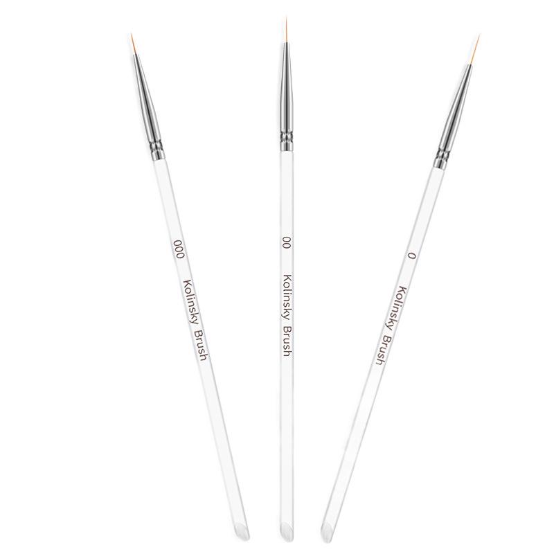 Juego de 3 pinceles para delinear y dibujar líneas de uñas, ideal para manicura.