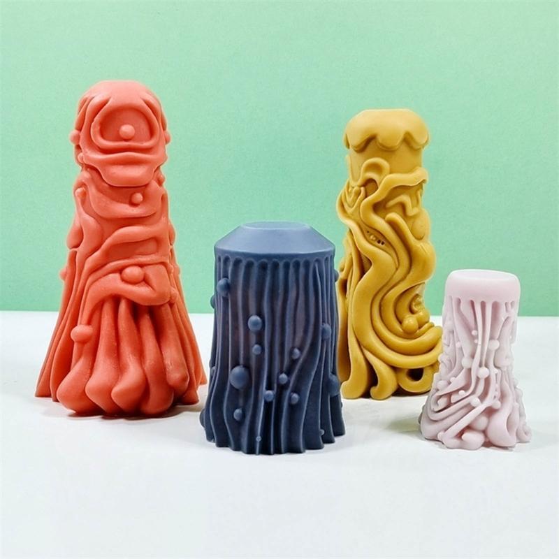 Carved Pillar Candle Mold, Cylinder Candle Mold Non Stick Easy to Demold