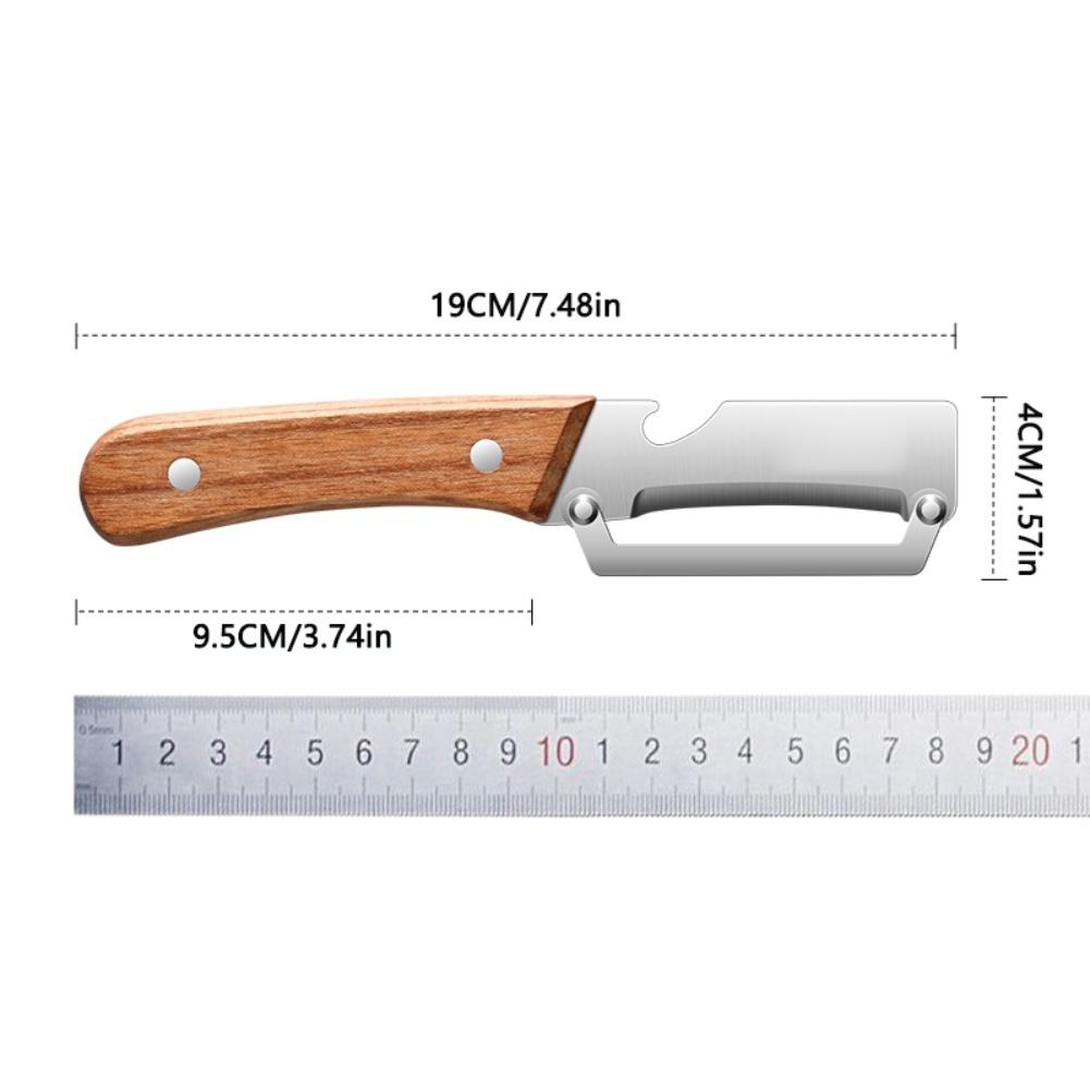 Multifunctional For Kitchen Peeler 2 in 1 with Stainless Steel Blade and Wooden Handle for Vegetables and Fruits