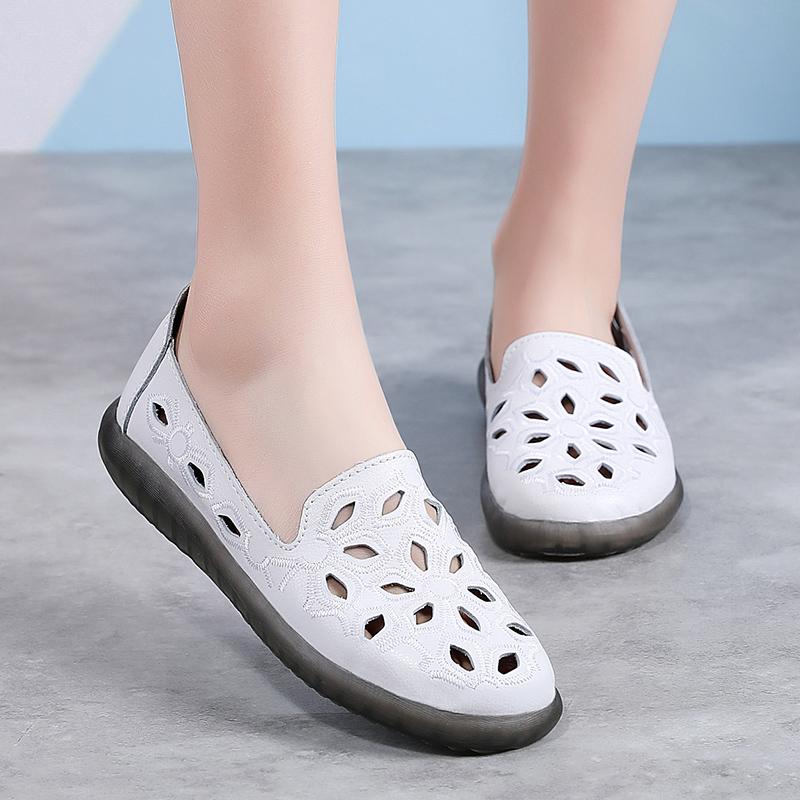 Summer Women Moccasins Leather Shoes Driving Comfort Flats Casual Nurse Penny Loafers Walking Minimalist Maternity Shoes for Girl