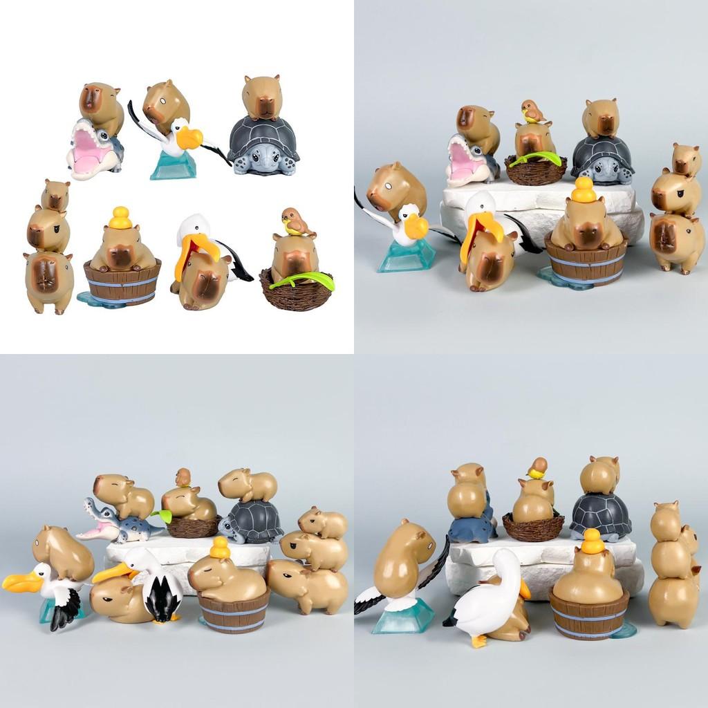 Capybara Crocodile With Turtle Pvc Action Figures Model Toy Doll Decoration Gift
