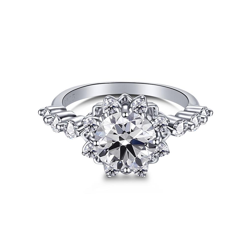 Tancise Kvinner Klassisk 925 Sterling Sølv Zirkon Ring Dame Smykker Bryllup Løfte Festgave