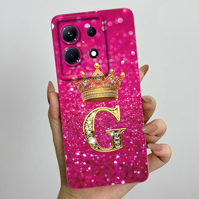 Dla Infinix Note 30 4G 5G Note30 Pro VIP 30i Modne Etui na Telefon z Inicjałami dla Pary Miękki Silikon TPU Osłona Ochronna na Obiektyw