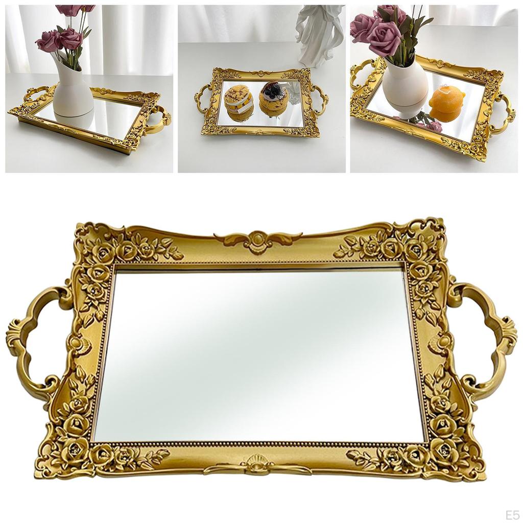 Decorative Mirror Tray Serving Platter Bread Vanity Tray, Platters for kitchen