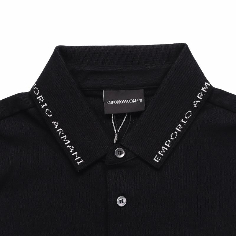 Emporio Armani Solid Color Logo Letter Collar Casual Short Sleeve Polo Shirt Men Tops Black 3H1FL9-1JPTZ-F980