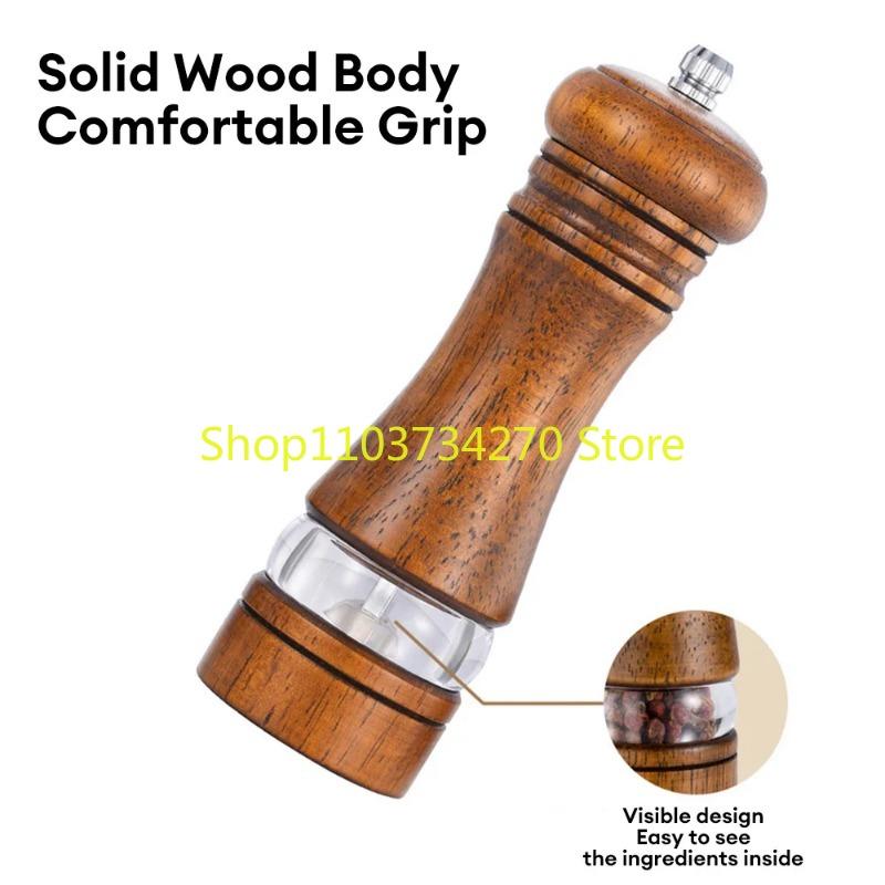 6 Inches Salt and Pepper Grinder Sets Mill Ground Seasoning Bottle Ceramic Core Solid Wood Kitchen Supply