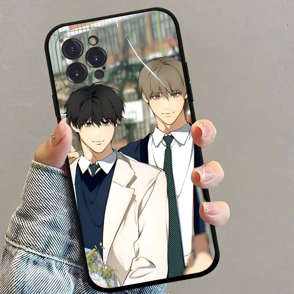 Korean Comics Lost In The Cloud Black Silicone Matte Phone Case For iphone 17 Air 16 15 14 13 12 11 Pro Max Plus Back Cover TPU