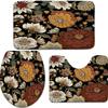 Boho Floral Botanical Bath Rugs for Bathroom, Mid Century Morden Abstract Bohemian Flowers Tropical Leaves Non Slip Flannel Bathroom Rug, Dry Fast