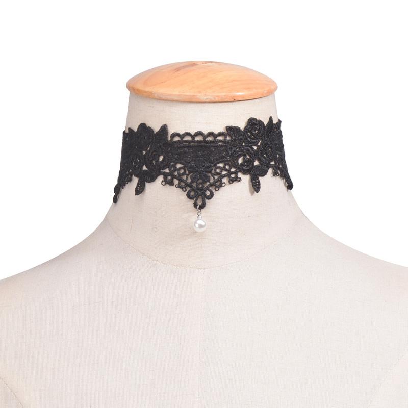 Chokery Perlové Žlázy Tetování Choker Náhrdelník Černý Krajkový Choker Náhrdelník Vintage Šperky Šperky