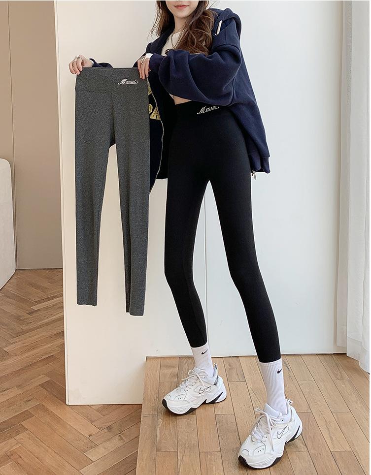 

Женские зимние кашемировые брюки, теплые облегающие утолщенные флисовые брюки с надписью «Горячая дрель», узкие брюки XL чёрный