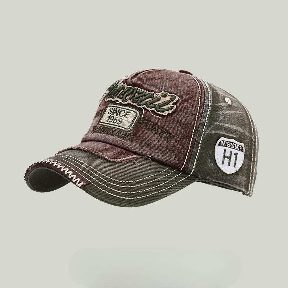 

Корейская версия персонализированной ретро бейсболки с вышивкой букв, солнцезащитная шляпа, женская модная дорожная бейсболка, мужская старая шляпа, тренд (54-60CM)