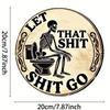 2D Wall Art Skull Humorous Metal Sign for Bathroom Garden Yard Decor