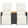 Garden Sofa 2 Seater Adjustable with Table Black Poly Rattan