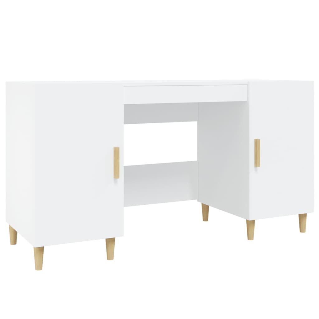Vidaxl Desk, White, 140X50X75 Cm, Wood-based Material