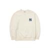 MLB New York Yankees Logo Print Crewneck Sweatshirt Unisex Sweatshirt Ivory 3AMTM0121-50CRS