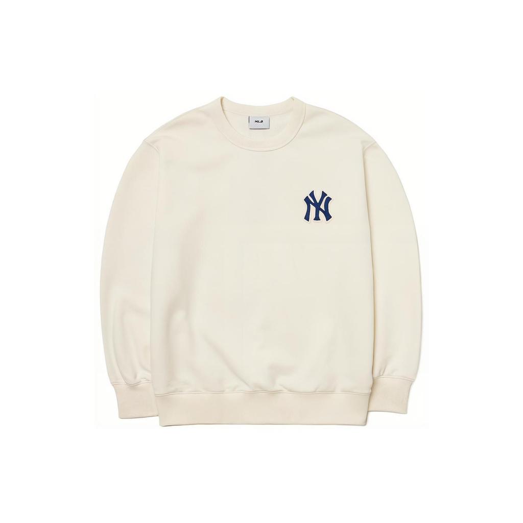 MLB New York Yankees Logo Print Crewneck Sweatshirt Unisex Sweatshirt Ivory 3AMTM0121-50CRS