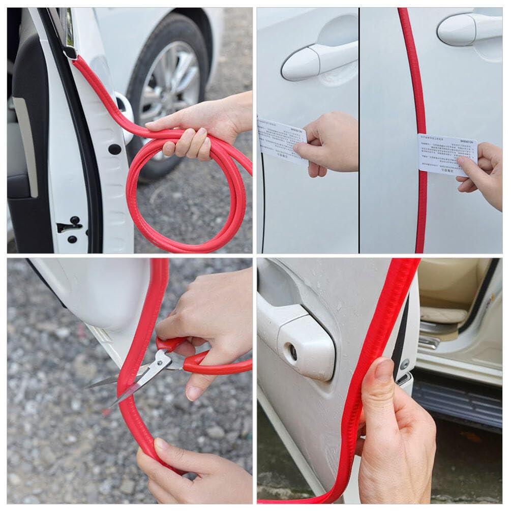 ABOOFAN Car Door Mall, Red, 15.7 inches (400 cm), U-Shaped, Built-In Steel Billet, Edge
