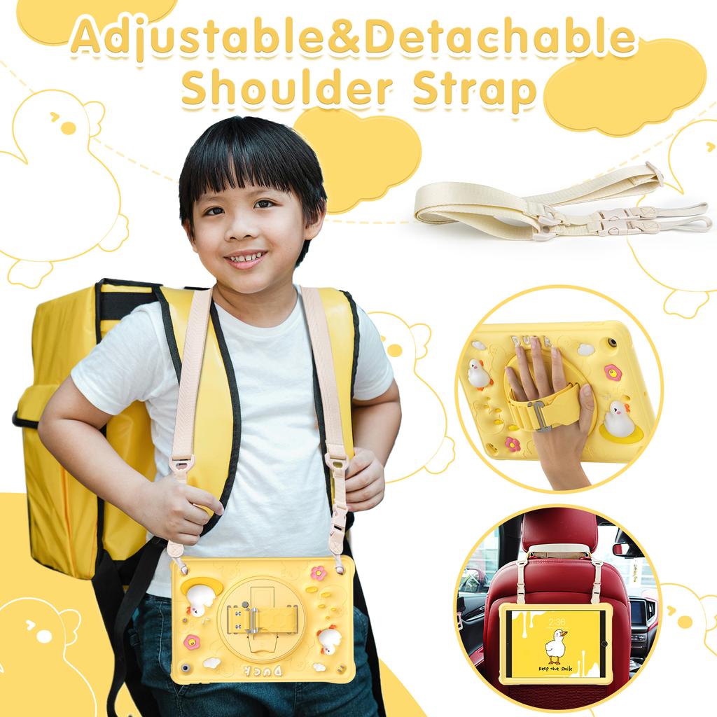 Case Universal For iPad 10.2" 2019 2020 2021 7th 8th 9th Gen. 360 Rotating Kickstand Kids Cartoon Heavy Duty Cover PC-Silicone