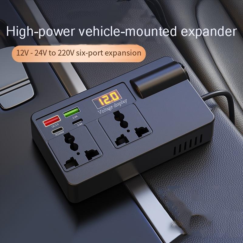 200W Car Power Inverter with 4 USB Ports 110V AC Car Plug Adapter Fast Charger 12V DC to AC Converter Type-C QC 3.0 Car Charger Adapter