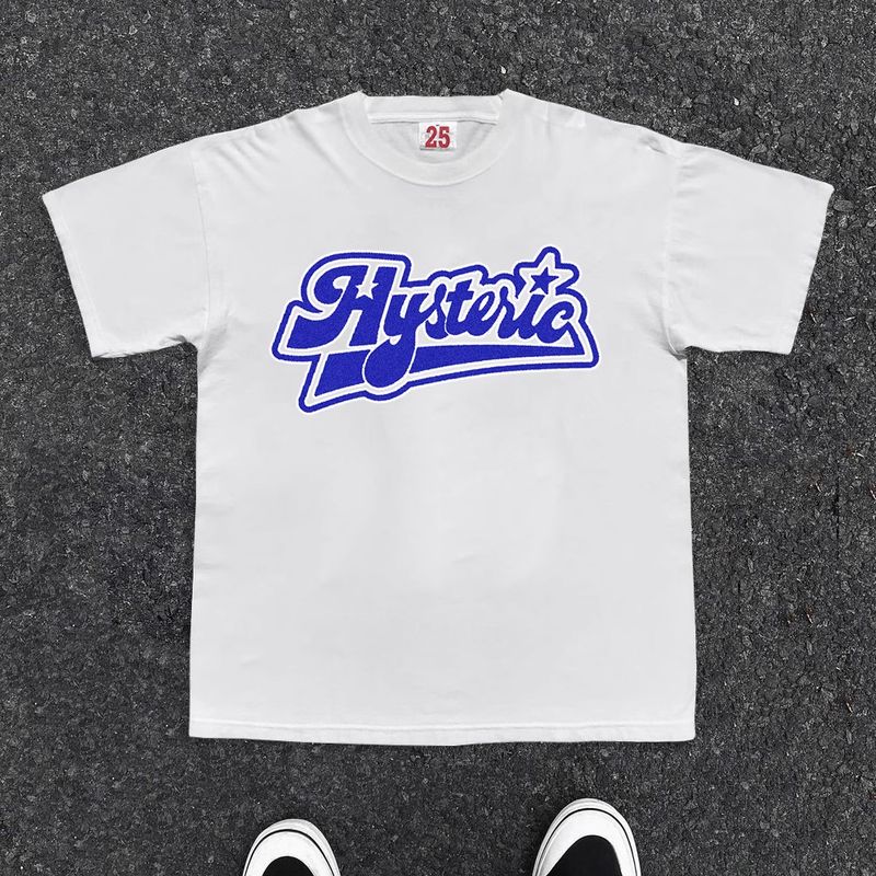 

Make Money for Charity 260G Heavy Weight Pure Cotton! 80 1990s English Short Sleeve Men and Women Couple Loose T-shirt White blue letter L [260g heavy pure cotton]]